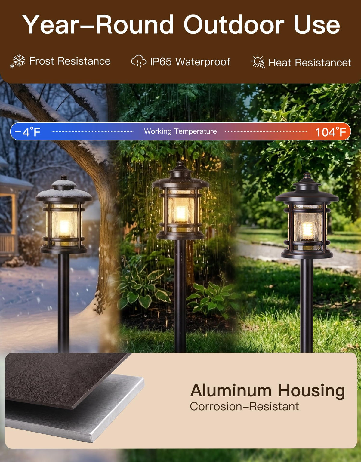 8 Pack Low Voltage Pathway Lights with G4 Bulbs, Seed Glass Shade, Aluminum