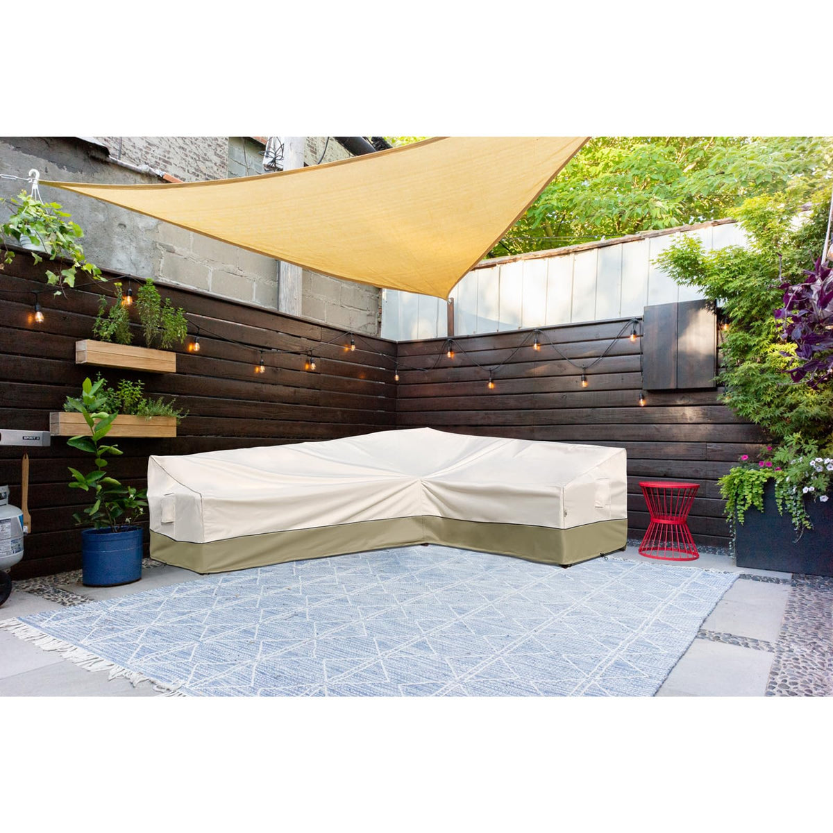 Outdoor Sectional Cover-L-Shaped Patio Furniture Covers Waterproof Rip-Stop Anti-UV 600D Heavy Duty Outdoor Couch