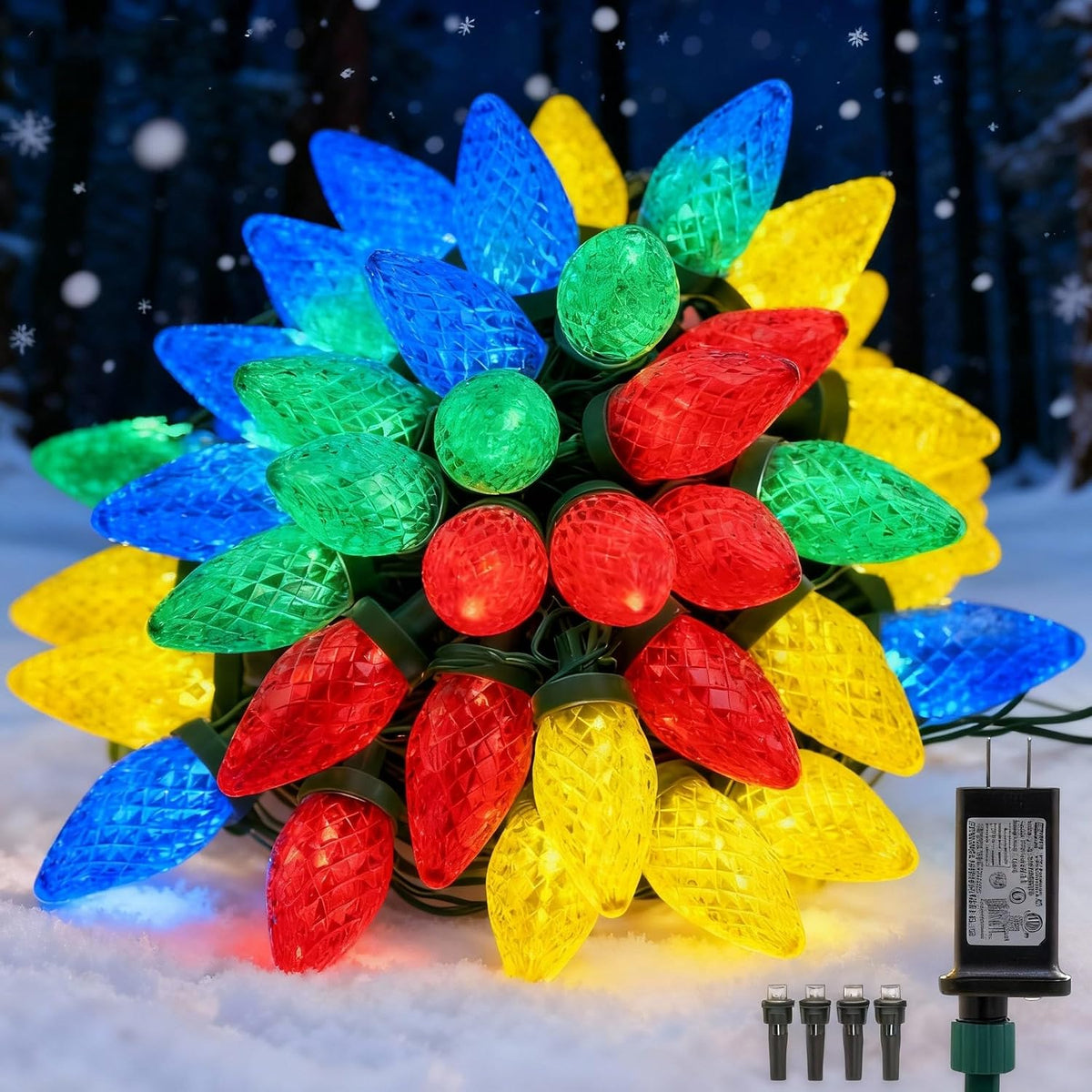 C9 LED Christmas Lights Outdoor,33 Feet 50 LED 8 Lighting Modes Waterproof Connectable Christmas String Lights for
