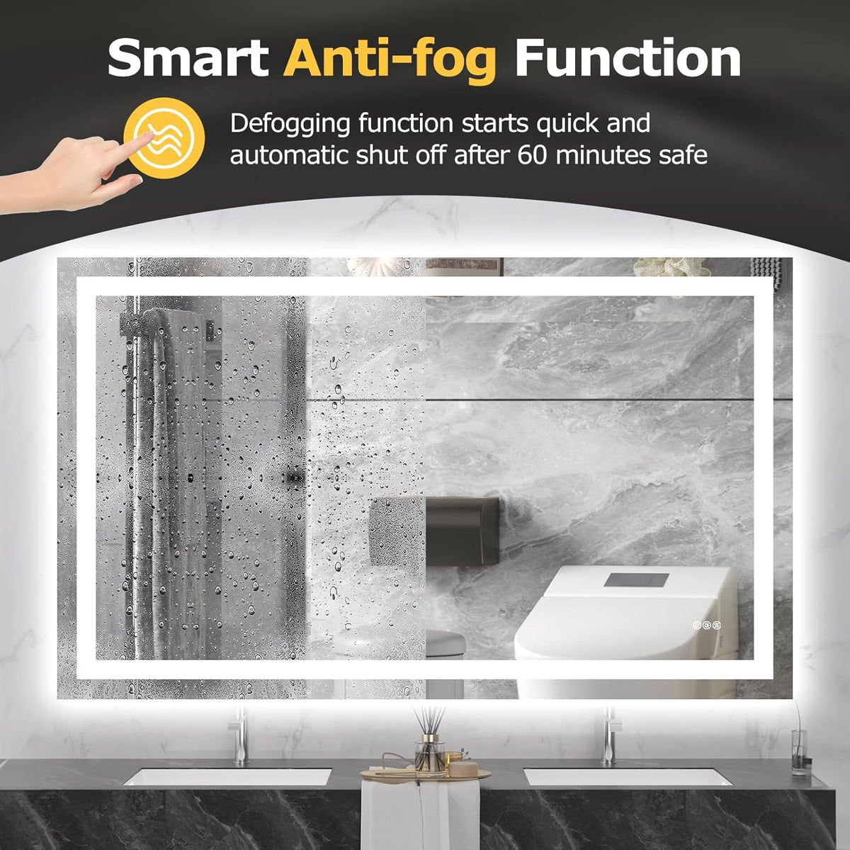 55"X30" LED Bathroom Mirror with Lights, UL Listed