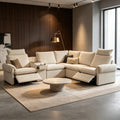 117" 5-Seat L-Shaped Power Reclining Sectional Couch, Beige