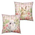 Easter Bunny Pillow Covers 24x24 Set of 2 Spring Floral Decorative Pillowcase Cute Rabbit Cotton Linen Cushion Case