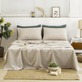 100% French Linen Sheets Bed Sheets 4Pcs, 16" Deep Pocket