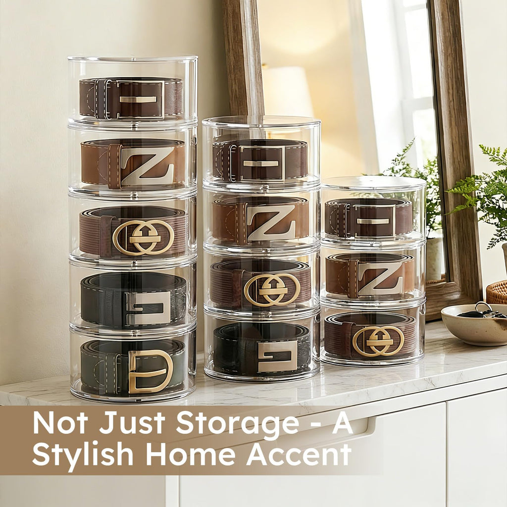 Acrylic Belt Storage Organizer For Closet 4-Layer Stackable Belt Box