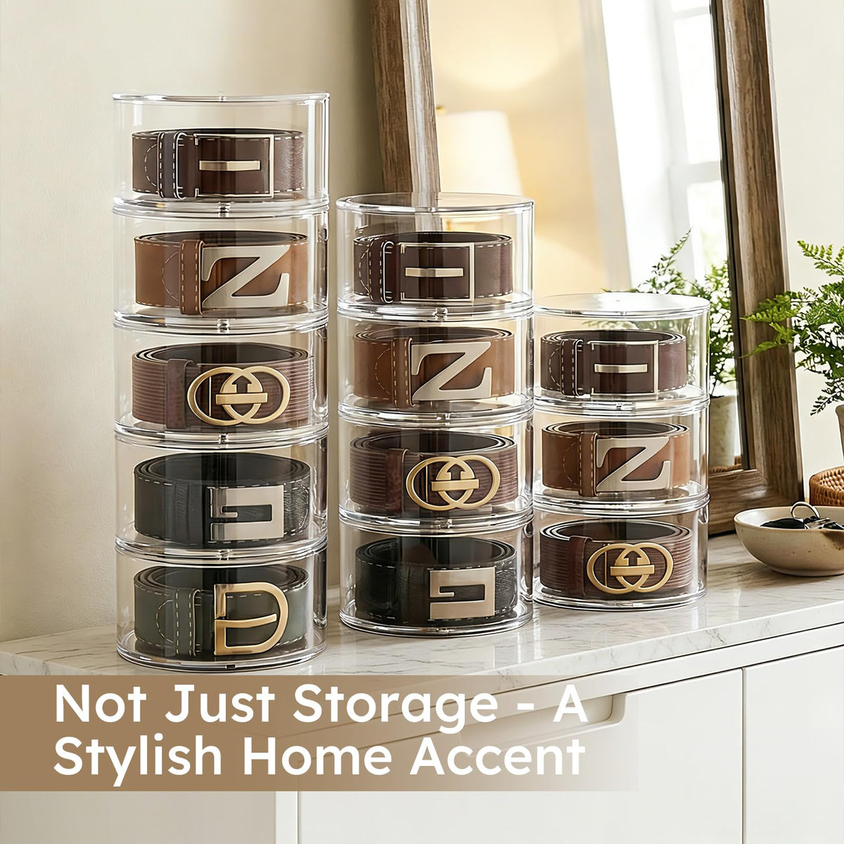 Acrylic Belt Storage Organizer For Closet 4-Layer Stackable Belt Box