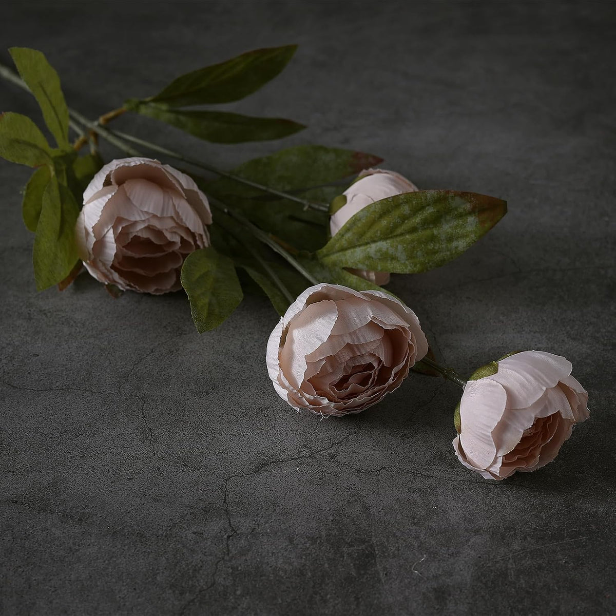 27" Faux Silk Peony Artificial Flowers Stems for Vase (Beige) - Set of 6