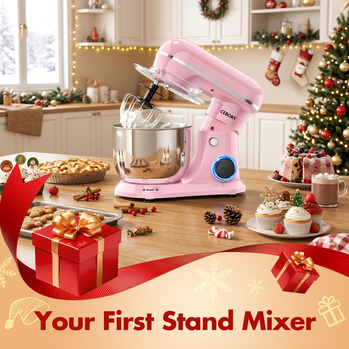 Stand Mixer, 4QT 10+P-Speed Electric Kitchen Mixer with Bowl