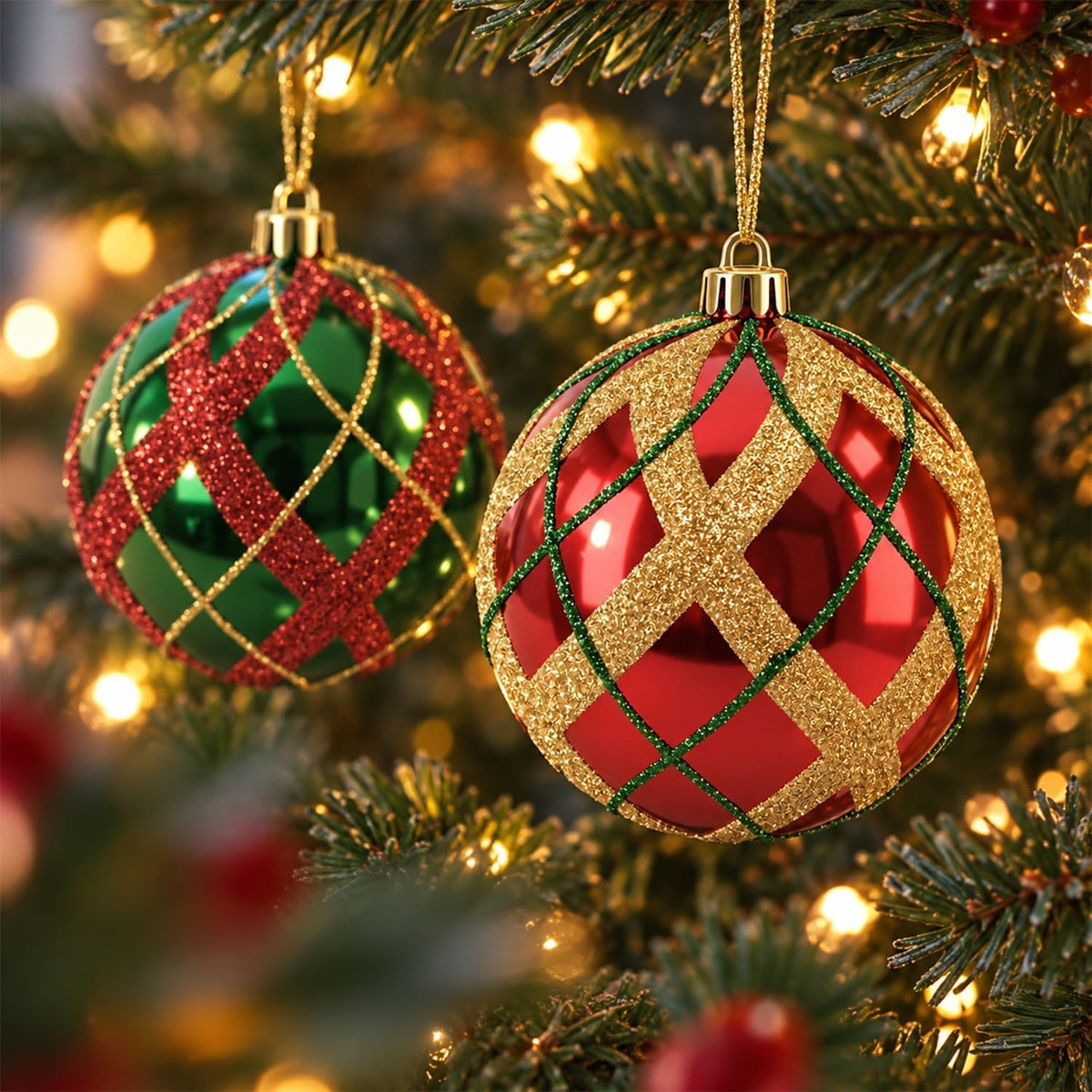 Large Christmas Ball Ornaments 4PCS 3.94" Big Shatterproof Balls