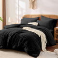Black Comforter Sets with Sheets, 7 Pcs Seersucker Bed Set