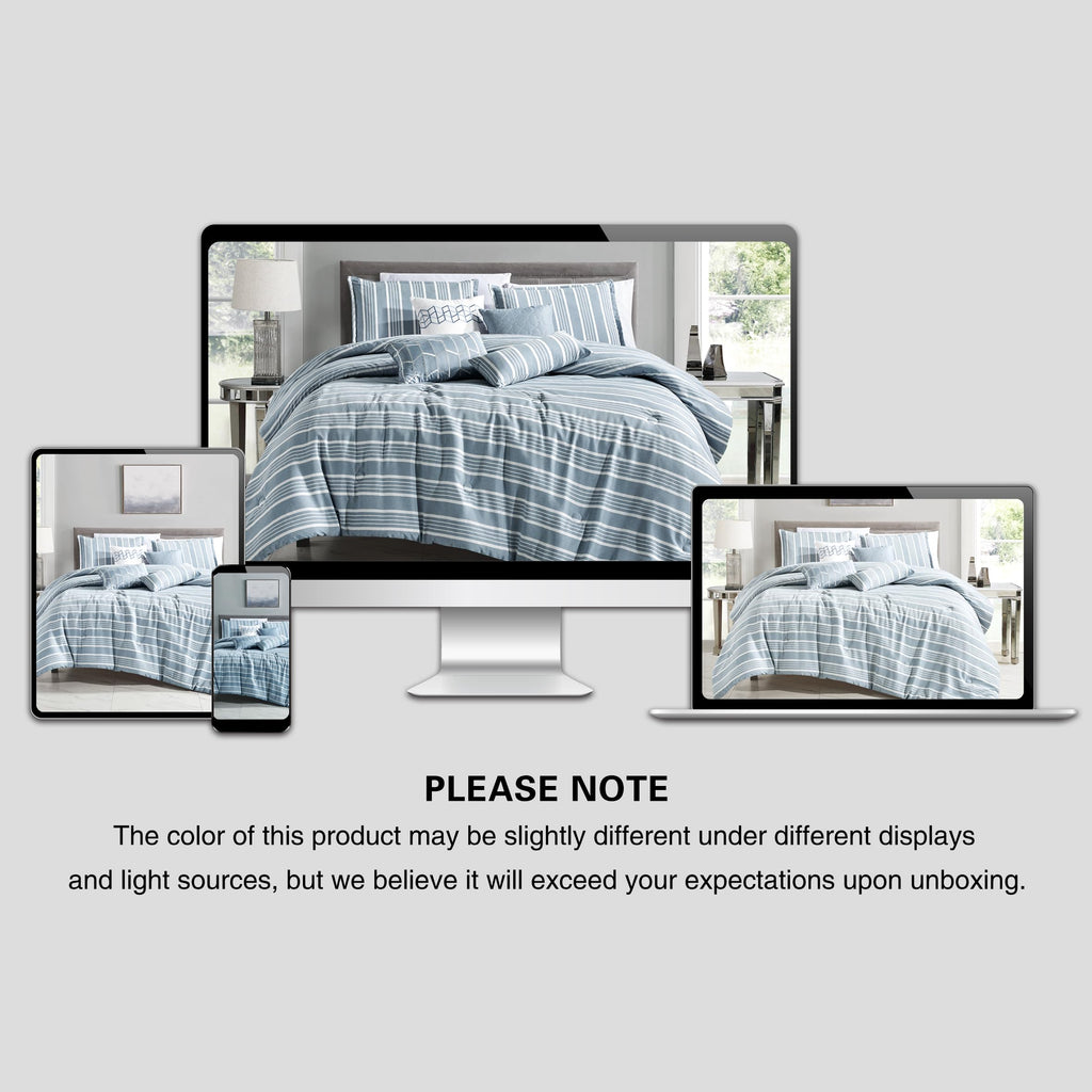 10-Piece Ivory & Black Comforter Set with Sheet Set, Geometric Damask Bed in a Bag