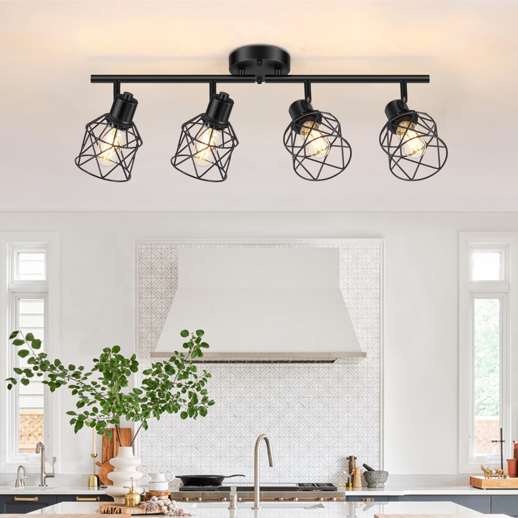 4-Lights Semi Flush Mount Ceiling Light, Adjustable Multi-Directional Light Fixtures, Rotatable Farmhouse Light