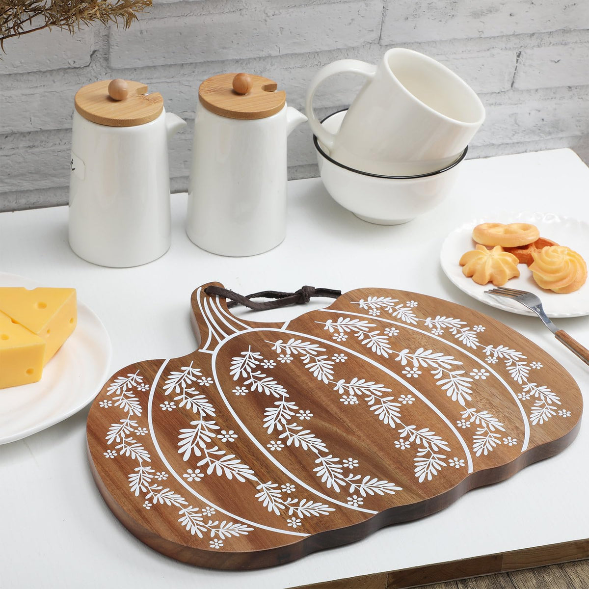 Pumpkin Shaped Cutting Board, Acacia Wood Serving Board