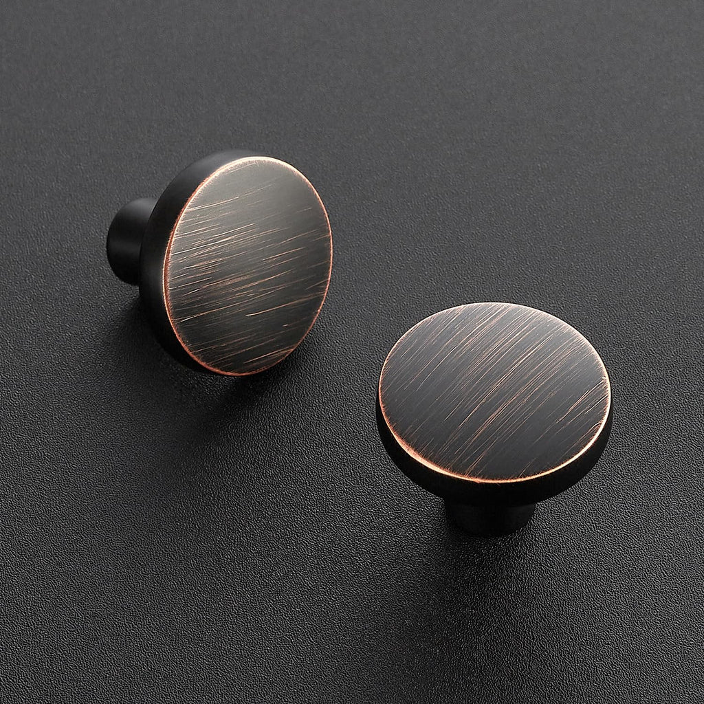 Oil-Rubbed Bronze Cabinet Knobs Solid Pulls Single Hole 20 Pack