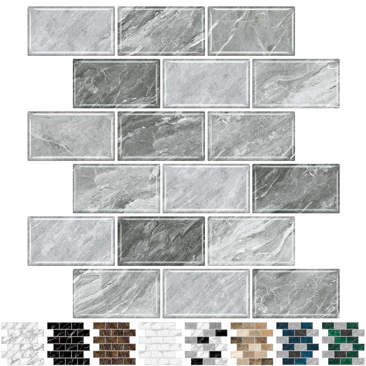 10-Sheet Stick on Backsplash ,12"x12" Peel and Stick Self Adhesive Wall Tiles Back Splashes Light Gray Marble Look