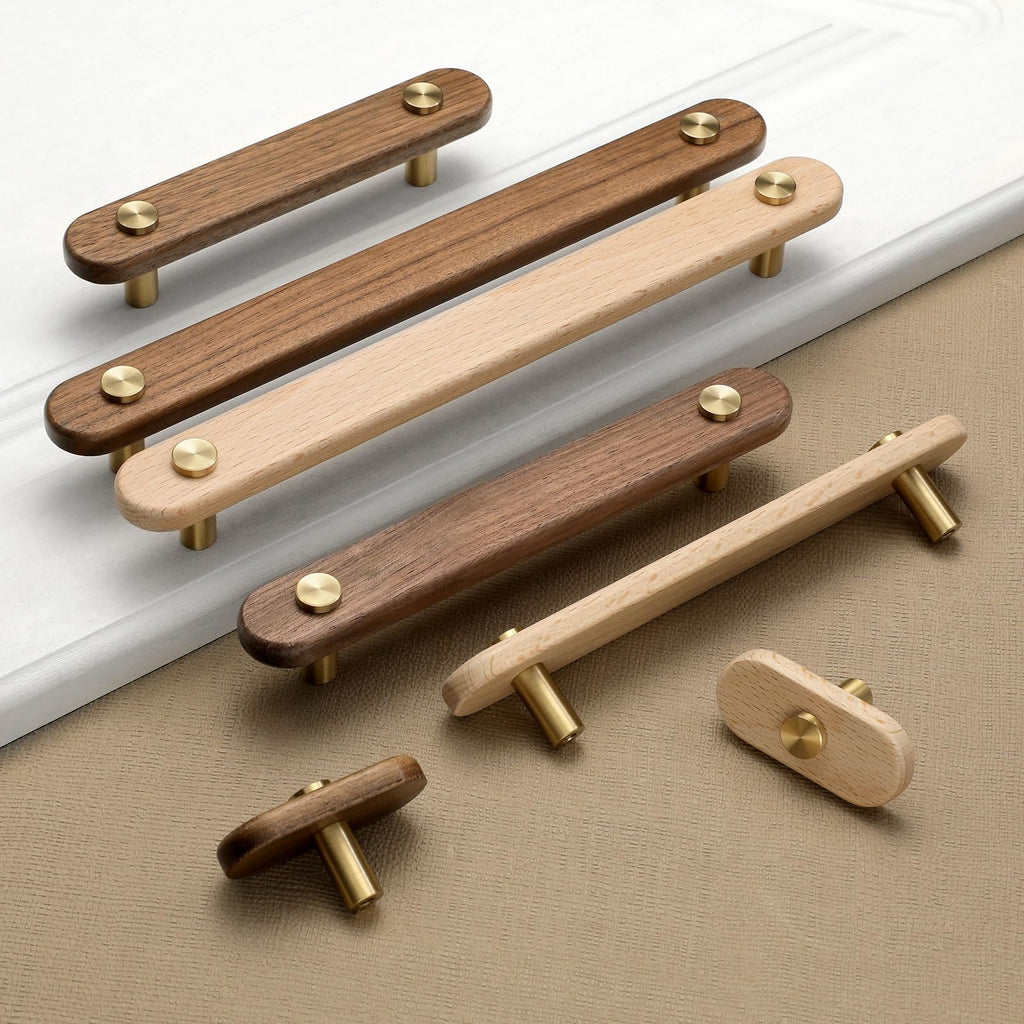 4 pcs 5.04 in Walnut Brass Cabinet Door Handles Cabinet Wine Cabinet Wardrobe Drawer Door pulls