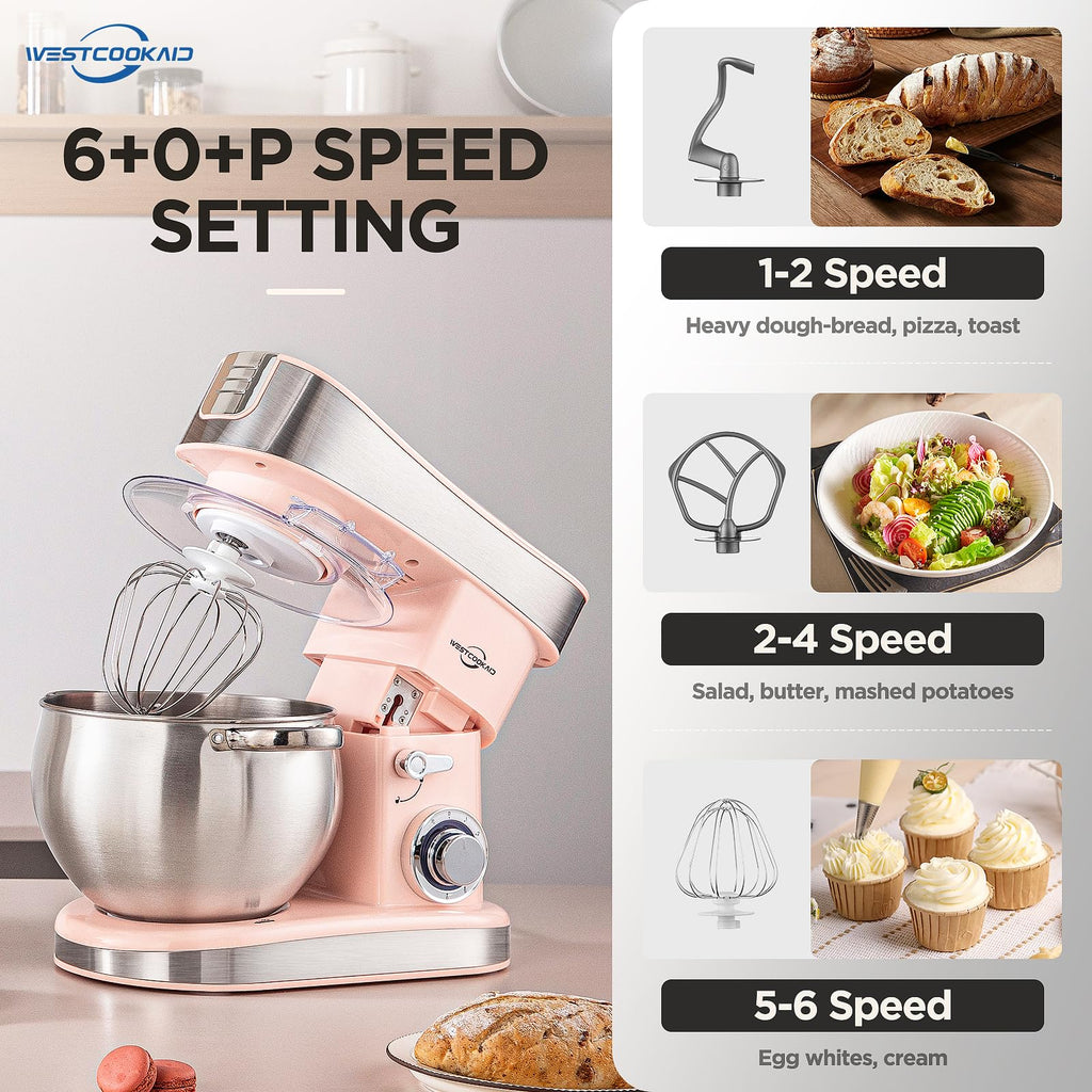 Stand Mixer 6-Speed Pulse Tilt-Head 6.3QT Pink
