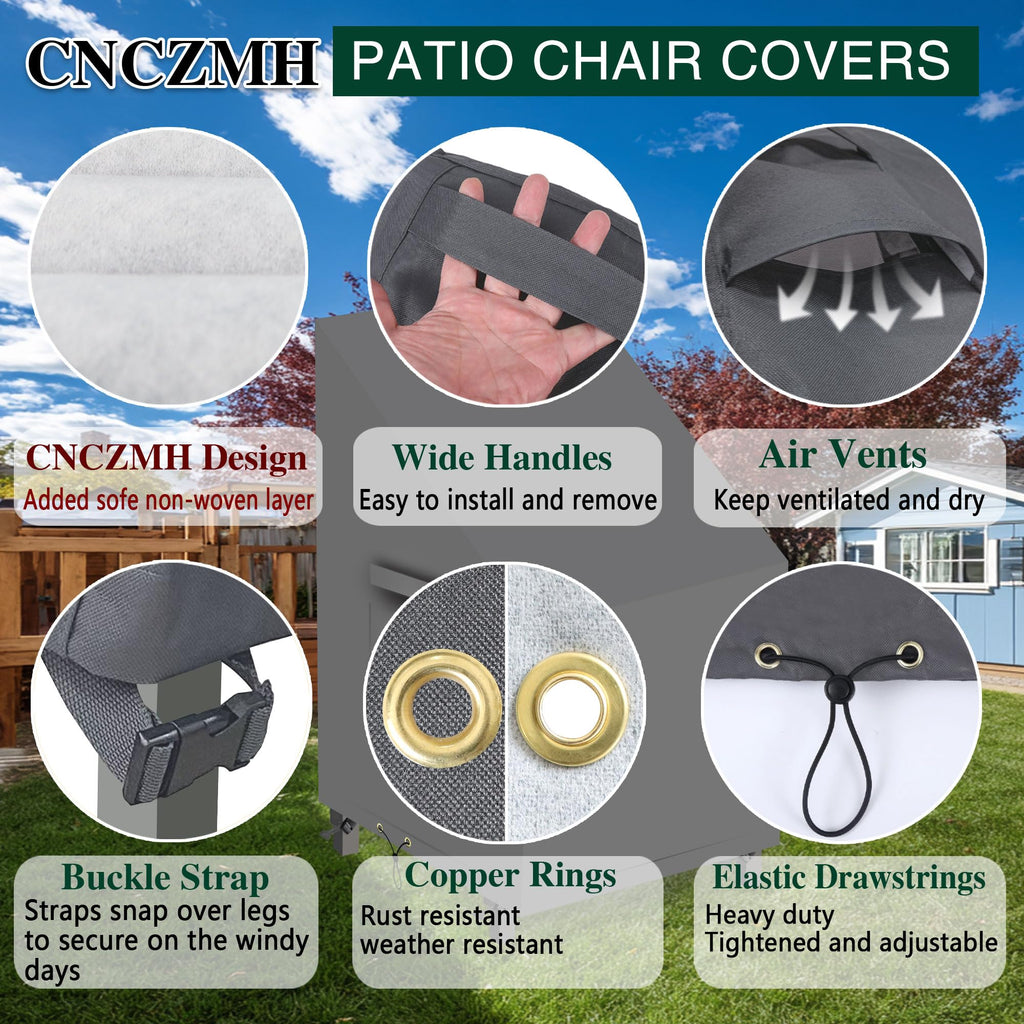 2 Pack Heavy Duty 600D Waterproof Patio Chair Cover 30Wx37Dx24H/31H
