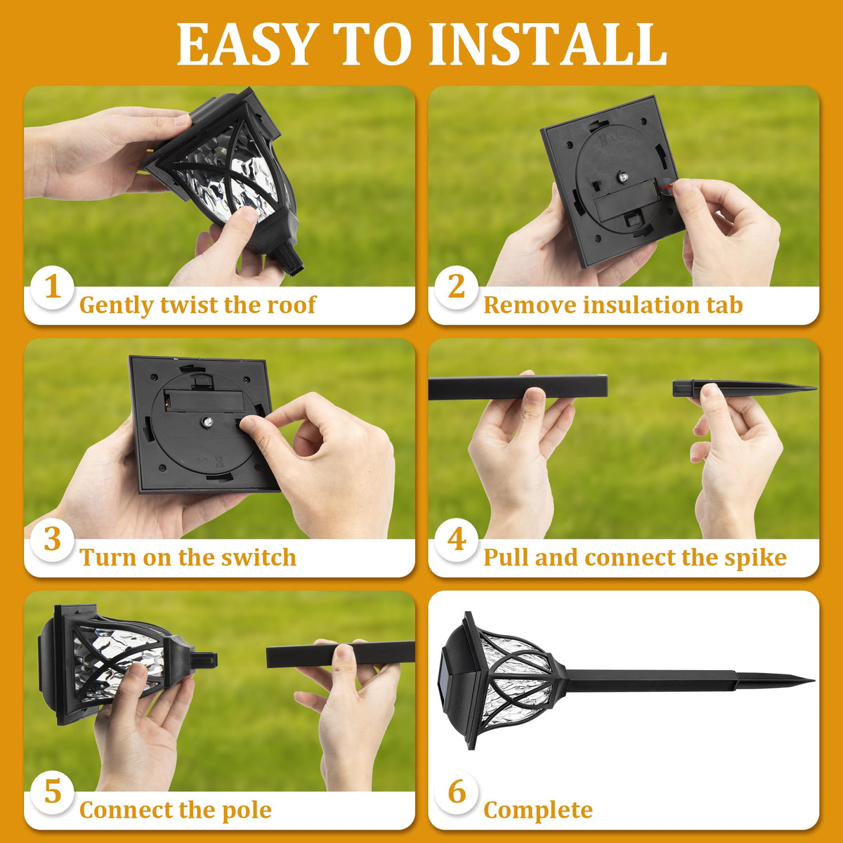 6 Pack Solar Lights Outdoor Waterproof, LED Solar Garden Lights