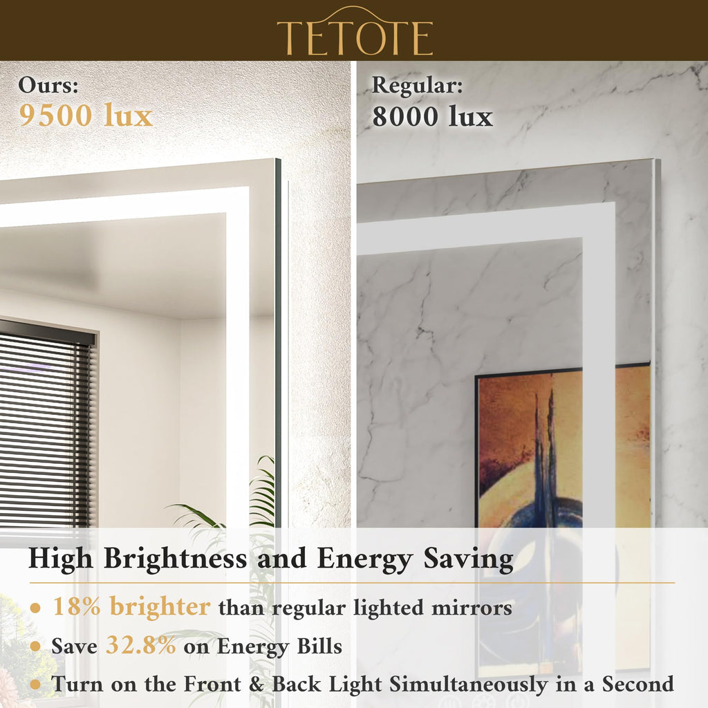 60 x 36 LED Lighted Bathroom Mirror with Lights Wall Mounted