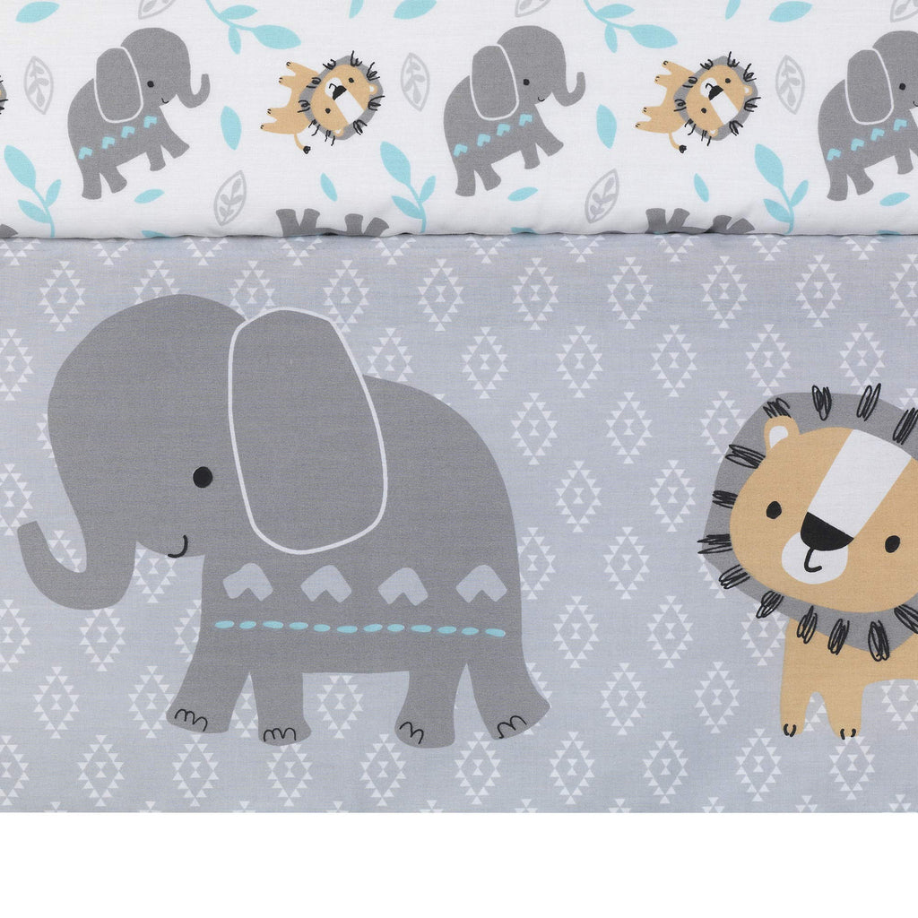 Jungle Fun 3-Piece Crib Bedding Set, Blue/Gray(Pack of 1)