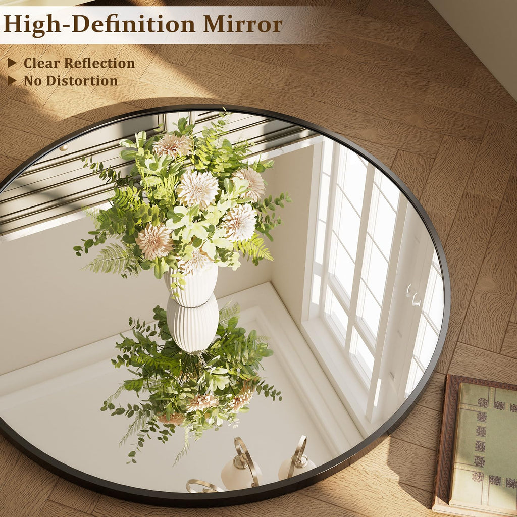 40 Inch Round Mirror - Black Circle Mirrors
