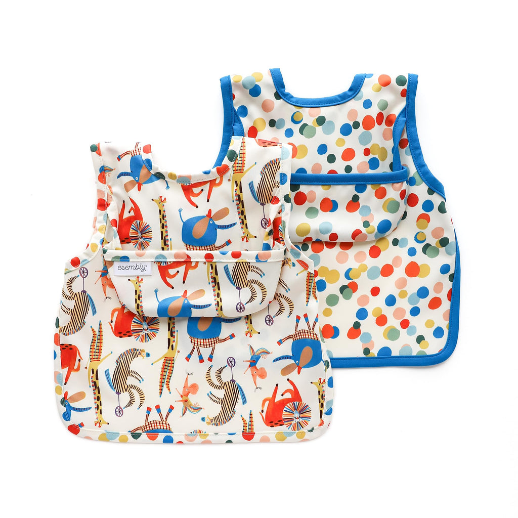 Bib for Baby, Waterproof 2 pack - Circus + Funfetti, Size 1