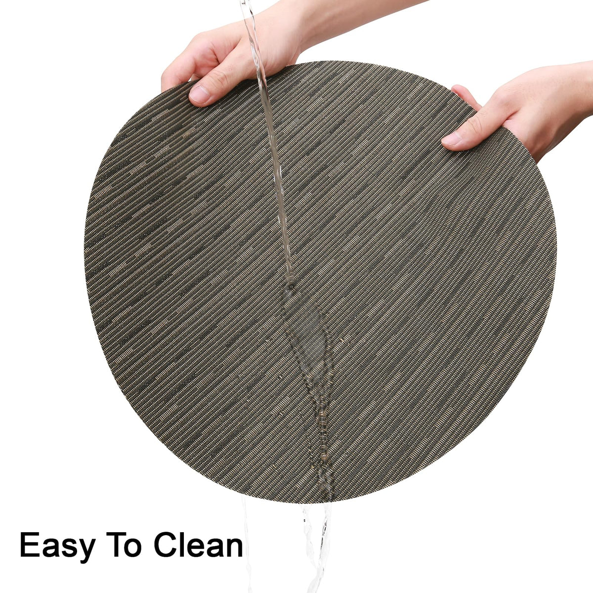 15 Inch Round Placemats Set of 6, Washable Vinyl Woven Place Mats