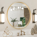 Brushed Gold Round Mirror 24 Inch Gold Round Vanity Bathroom Mirror
