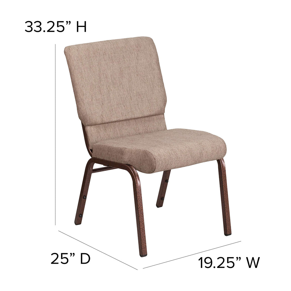 Beige Fabric 18.5"W Stacking Church Chair