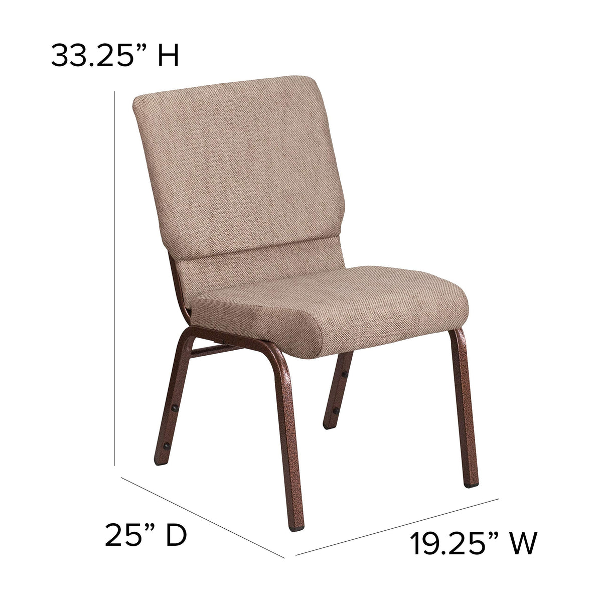 Beige Fabric 18.5"W Stacking Church Chair