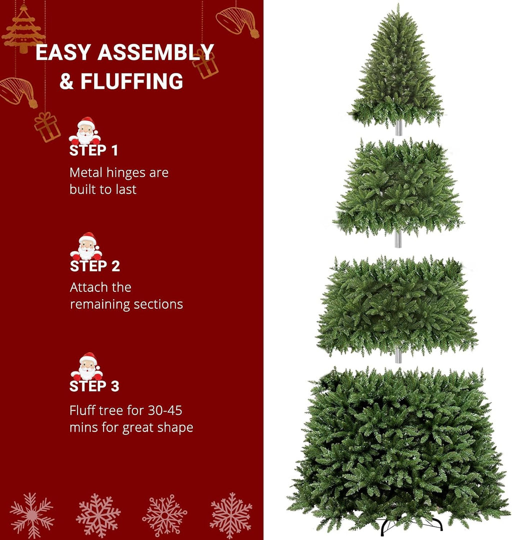 10FT Pre-Lit 1200 LED Lights 10 Modes Color Changing Christmas Pine Tree, 5090 Branches Artificial Festive Party