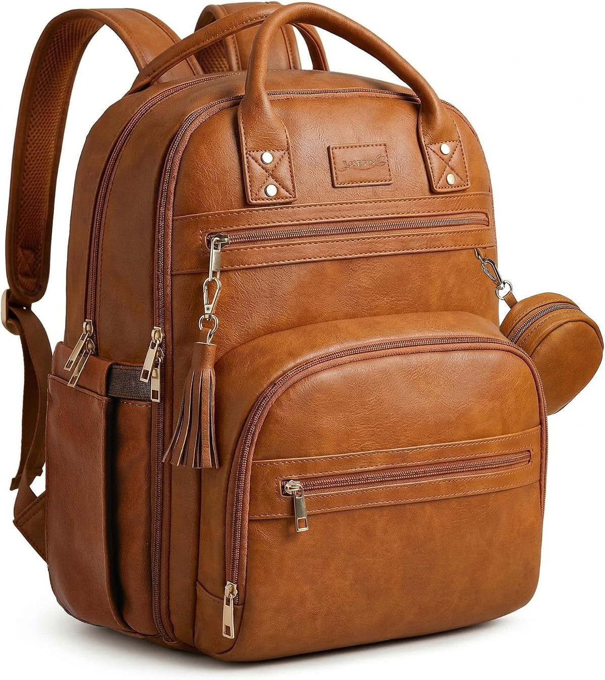 Premium Vegan Leather Diaper Bag Backpack with Waterproof Changing Pad, Reinforced Zippers & Odor-Free, 20 Pockets