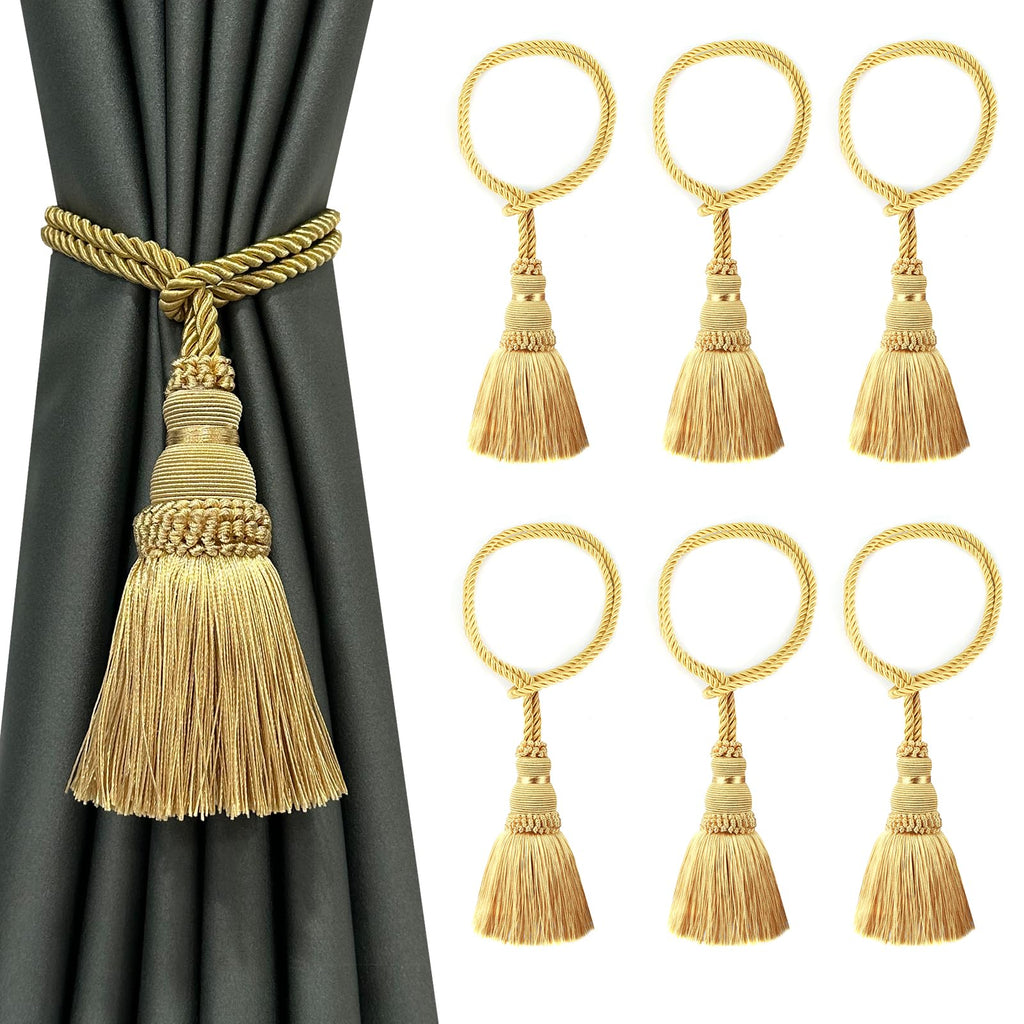 Curtain Tie Backs Rope Tassels for Curtain Holdback - 6 Pack