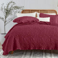 Shabby Chic Quilt Set, Burgundy, 68x86 inches