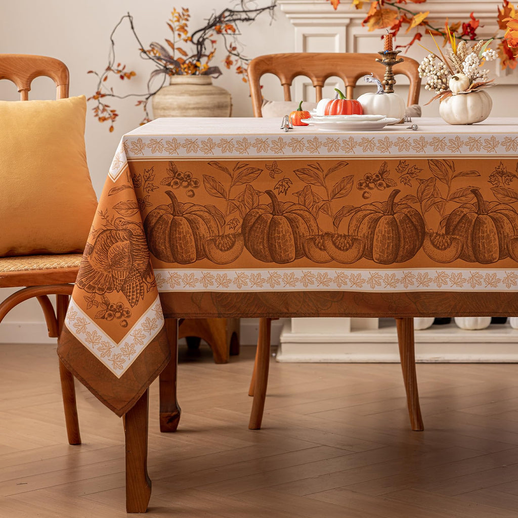 Fall Thanksgiving Square Tablecloth 54 x 54 Inch, Orange