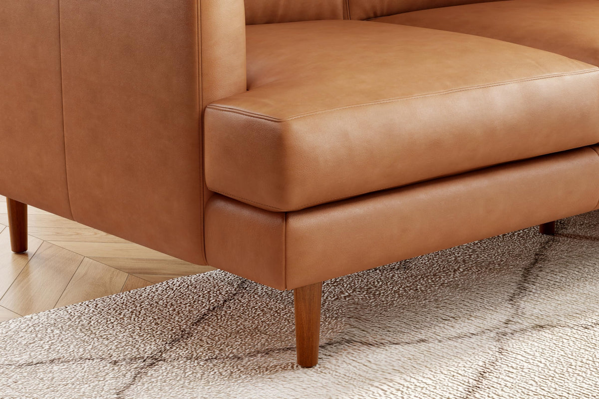 Grosseto 87" Cognac Tan Brown 3 Seater Full Leather Sofa | Mid Century Italian Nappa Leather Couch Furniture | Double