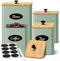 Canister Set Countertop, 4 Airtight Metal Canisters Sage Green - Set of 4