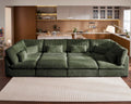 154" Oversize Corduroy Modular Sectional Sofa Couches, Green