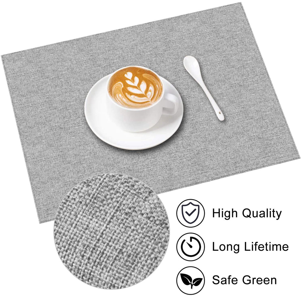Cloth Placemats Set of 6, Cotton Linen Blend Machine Washable Durable Linen Table Mats, Heat Resistant Placemats