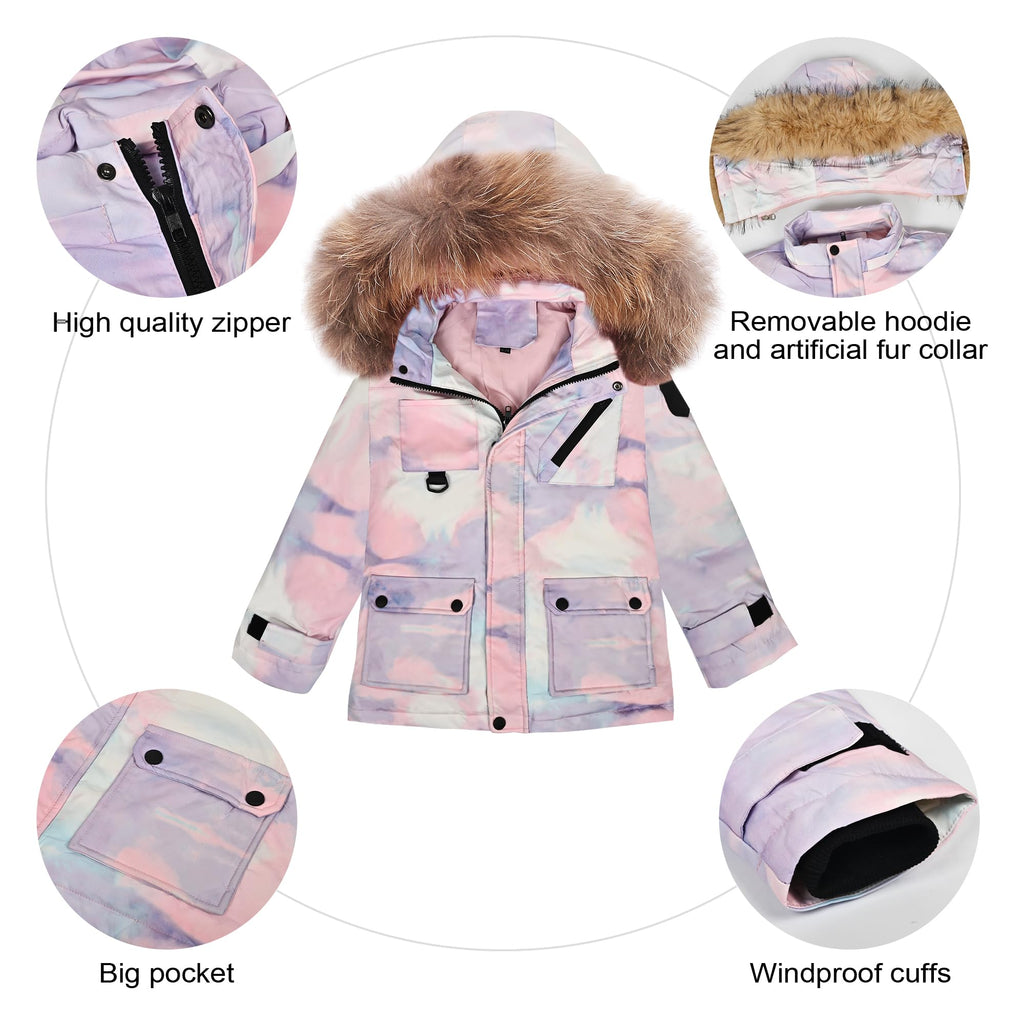 Toddler Snow Suit Girls, Toddler Winter Coat, Baby Infant Boys Snowsuit Snow Jacket & Pant for kids, Colorful