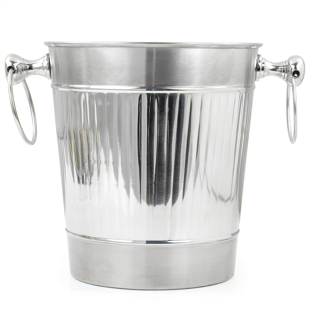 Vertical Striped Nickel Plated Majestic Wine & Ice Bucket with Steel Bucket Stand | Wine Chiller On Stand Kitchenware