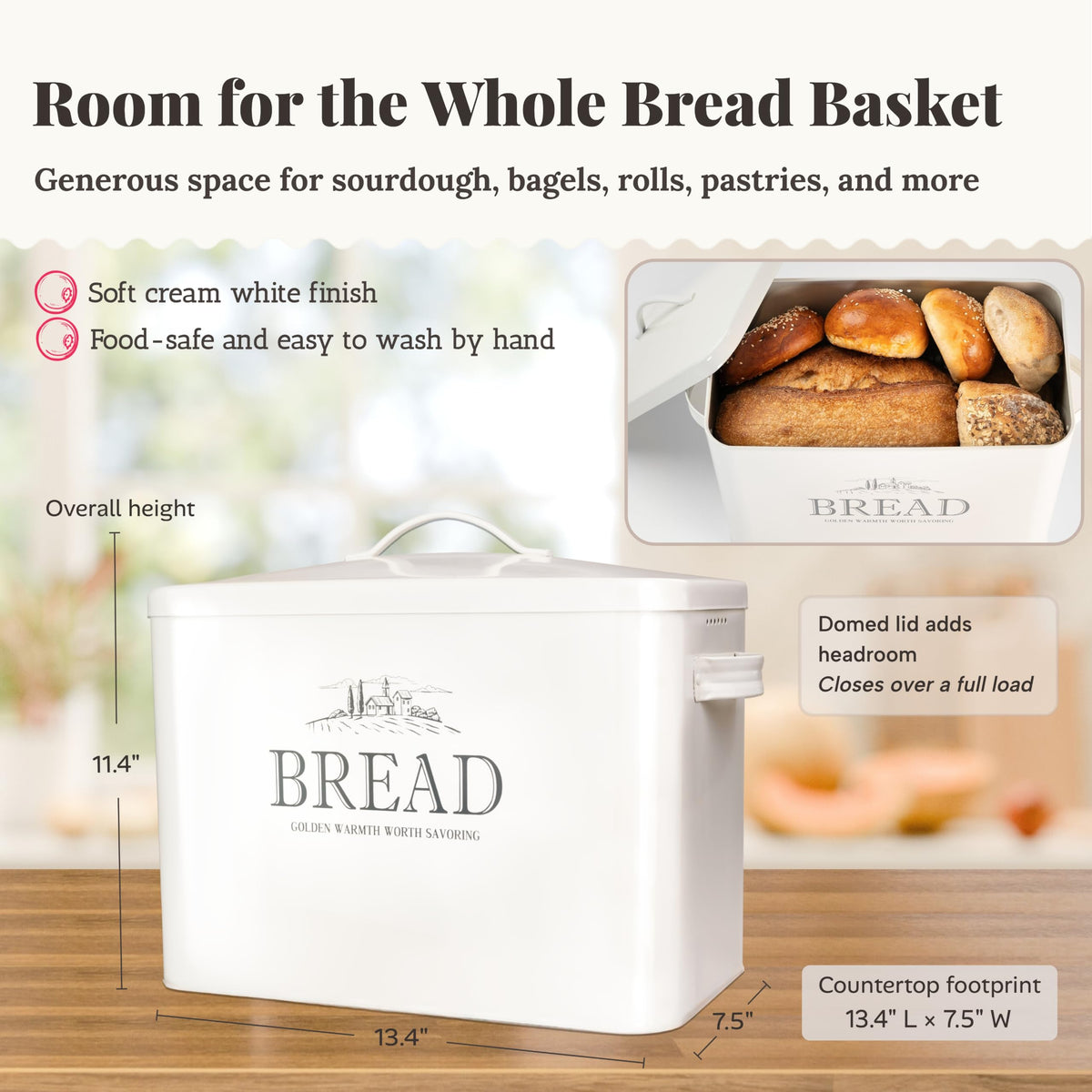 Bread Box - Extra Large Metal Countertop, Farmhouse