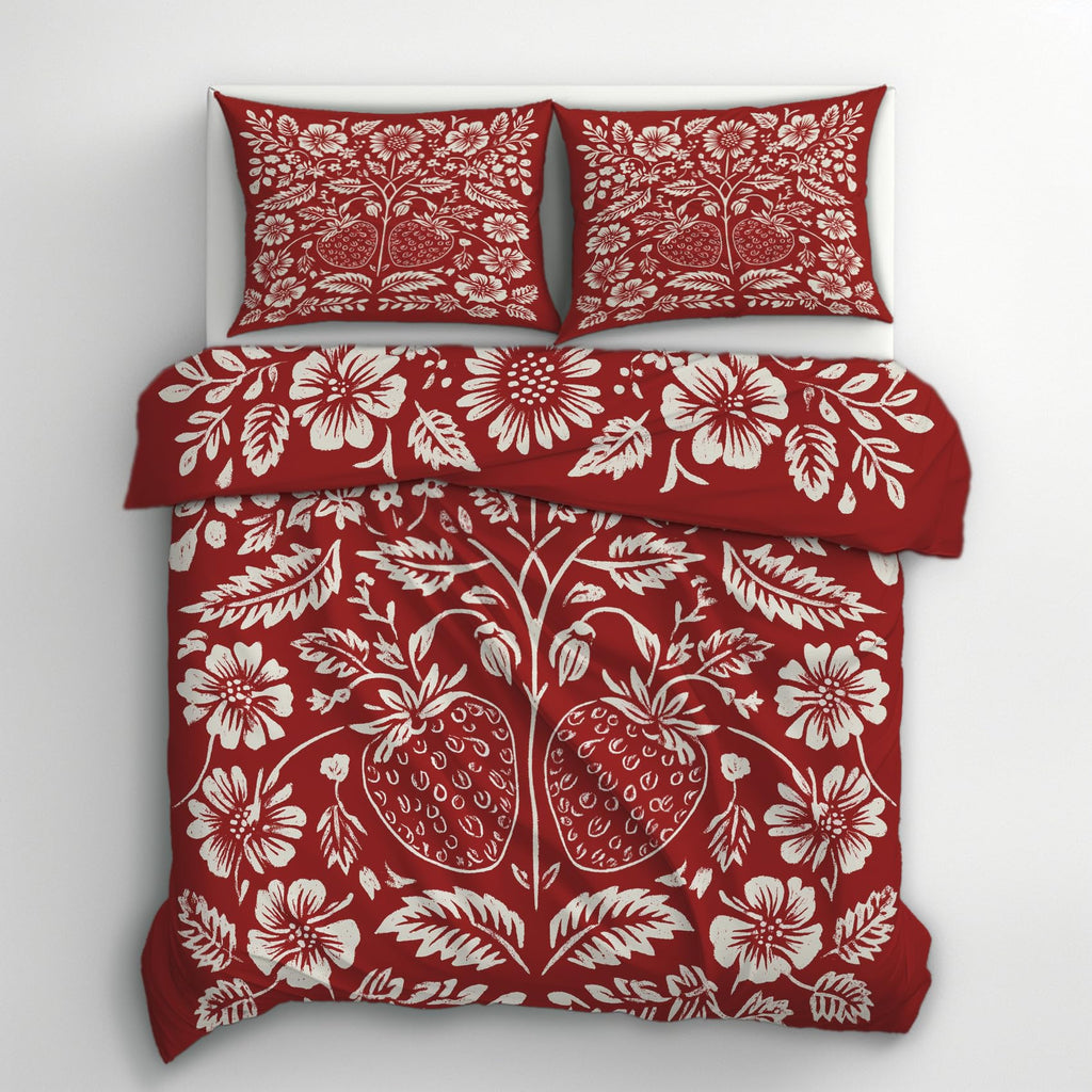 Scandinavian Folk Art Duvet Cover Queen Size 3 Piece