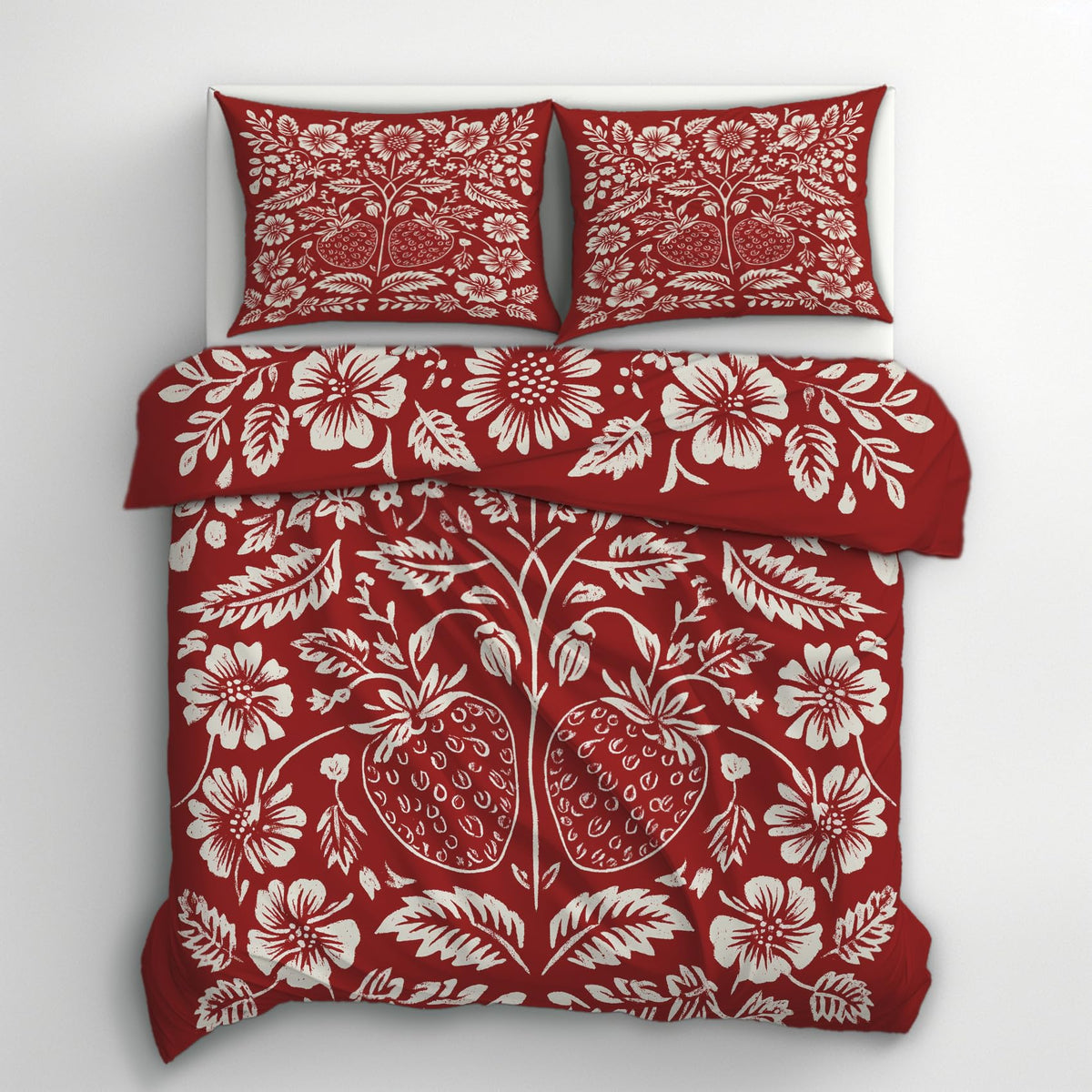 Scandinavian Folk Art Duvet Cover Queen Size 3 Piece