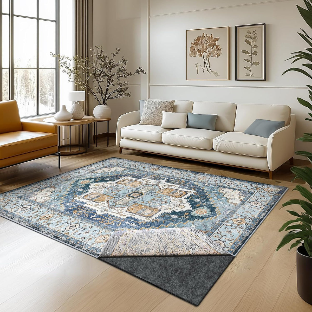 Waterproof Rug Pad, 9x12 ft Area Rug Non-Slip Carpet Pad, 1/4" Thick Non-Slip Rug Pads for All Floors and Finishes - Set of 108