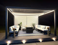 LED Louvered Pergola 94AS 12'x 16' Full Aluminum Frame and Adjustable Roof Integrated Strip Lights Deck Garden Patio