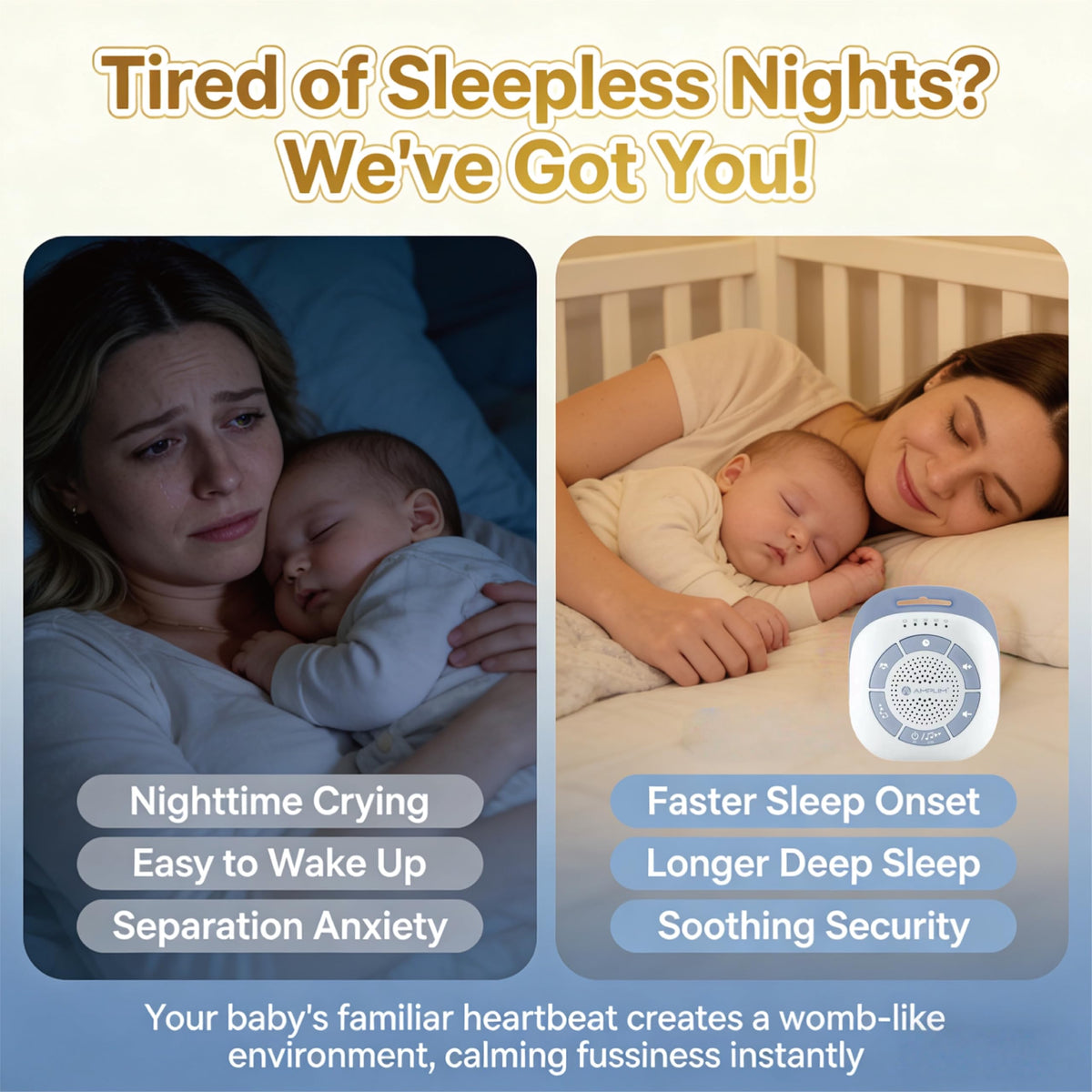 Mom's Real Heartbeat Soother Sound Sleep Machine for Newborn