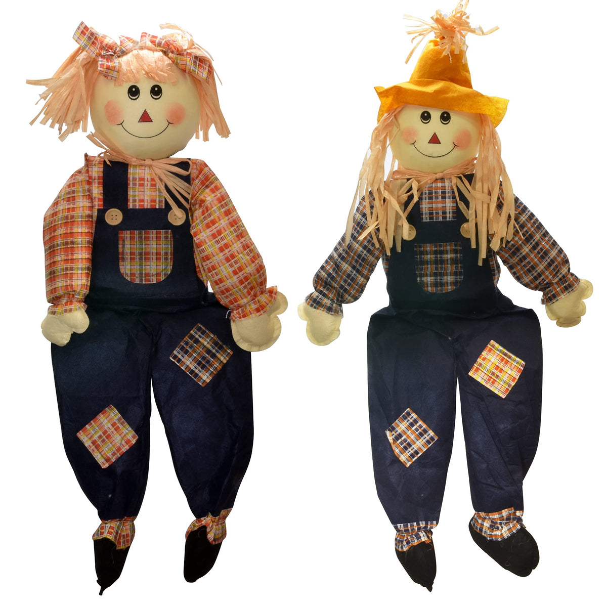 Thanksgiving Sitting Scarecrow Decor 36 Inch Large Boy Girl Fall Decoration