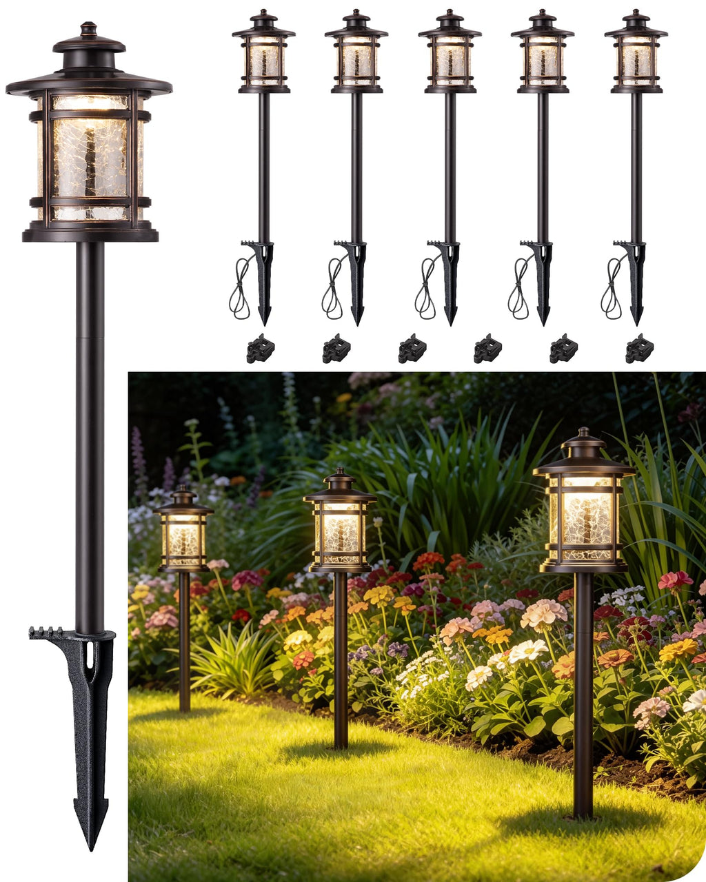 Low Voltage Pathway Lights Waterproof Landscape Path Lights 6 Pack