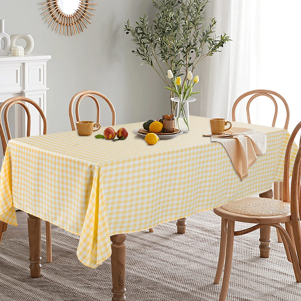 Yellow Gingham Tablecloth 54x108, Buffalo Plaid Checkered
